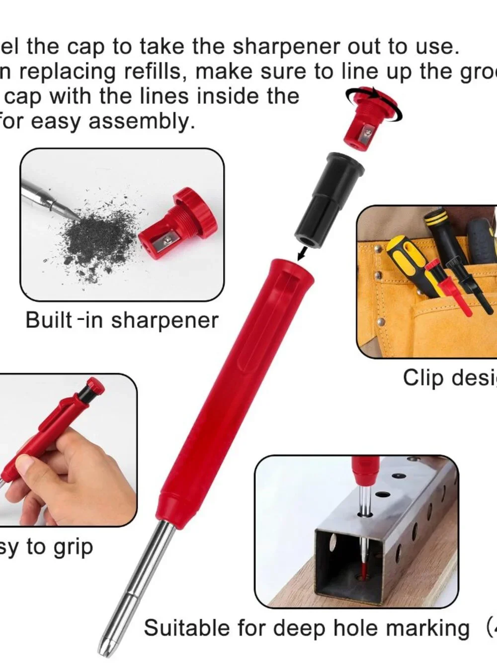 2 Pack Carpenter Pencils Mechanical Pencils with 12 Refills, Construction Pencil